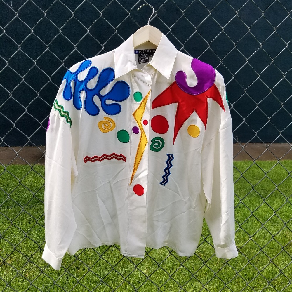 90's spotted colored blouse